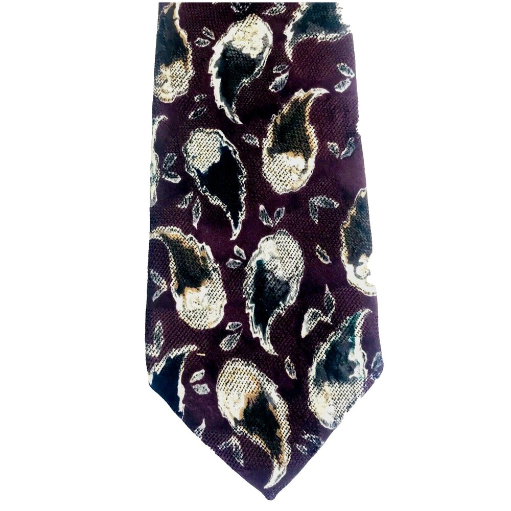 Robert Talbott Tie Best of Class Italy Purple Hand Sewn Bird Wings Feather Leaf